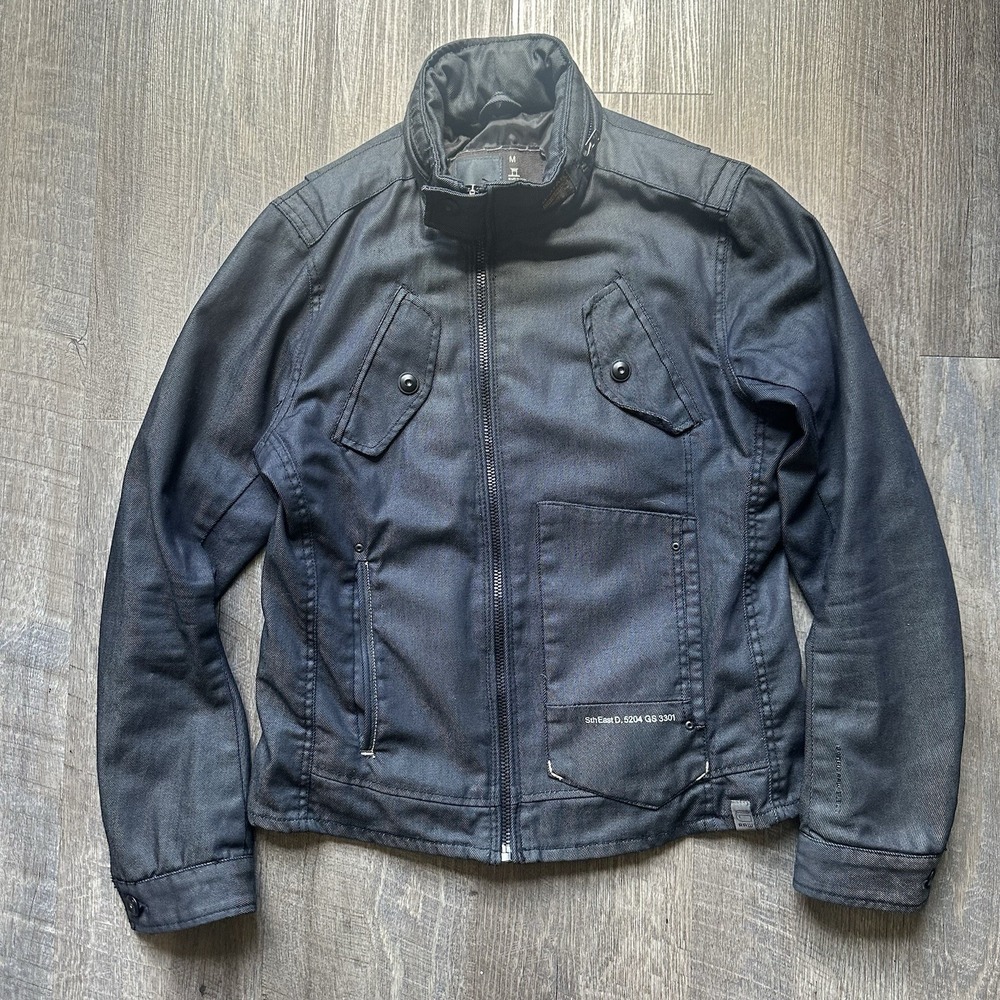 G Star Raw Denim Jacket Womens Medium Dark Blue Denim dark rinse womens Y2K